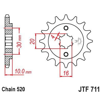 JT Sprockets Front Steel Sprocket 14 Tooth 14T 520 Chain JTF711.14