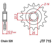 JT Sprockets Front Steel Sprocket 13 Tooth 13T 520 Chain For GAS GAS EC250 2000-2010 JTF715.13