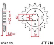 JT Sprockets Front Steel Sprocket 12 Tooth 12T 518 Chain JTF718.12