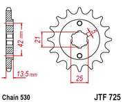 JT Sprockets Front Steel Sprocket 15 Tooth 15T 530 Chain JTF725.15