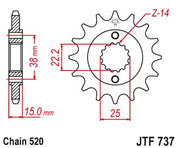 JT Sprockets Front Steel Sprocket 15 Tooth 15T 520 Chain JTF737.15