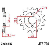 JT Sprockets Front Steel Sprocket 15 Tooth 15T 530 Chain JTF739.15