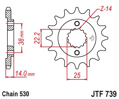 JT Sprockets Front Steel Sprocket 15 Tooth 15T 530 Chain JTF739.15