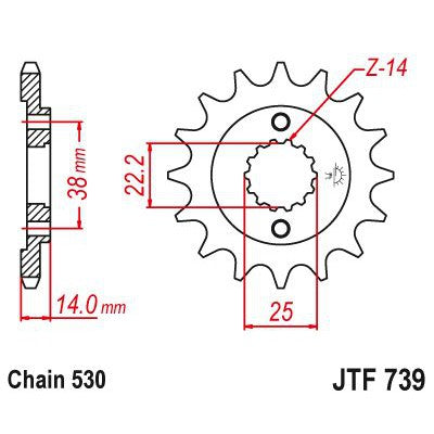 JT Sprockets Front Steel Sprocket 15 Tooth 15T 530 Chain JTF739.15