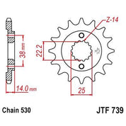 JT Sprockets Front Steel Sprocket 15 Tooth 15T 530 Chain For Cagiva Gran Canyon 900 1999 JTF739.15