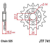 JT Sprockets Front Steel Sprocket 14 Tooth 14T 525 Chain For Ducati 749 Dark Biposto 2004-2006 JTF741.14