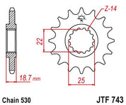 JT Sprockets Front Steel Sprocket 14 Tooth 14T 530 Chain JTF743.14