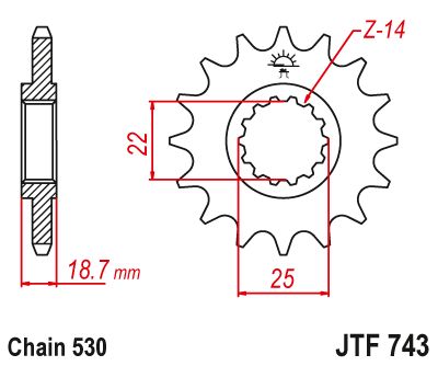 JT Sprockets Front Steel Sprocket 14 Tooth 14T 530 Chain JTF743.14