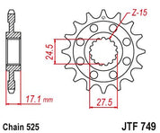 JT Sprockets Front Steel Sprocket 14 Tooth 14T 525 Chain JTF749.14