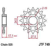 JT Sprockets Front Steel Sprocket 14 Tooth 14T 525 Chain JTF749.14