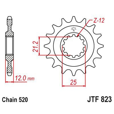 JT Sprockets Front Steel Sprocket 14 Tooth 14T 520 Chain JTF823.14