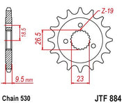 JT Sprockets Front Steel Countershaft Sprocket 21 Tooth 21T 530 Chain JTF884.21