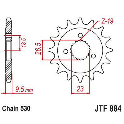 JT Sprockets Front Steel Countershaft Sprocket 21 Tooth 21T 530 Chain JTF884.21
