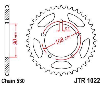 JT Sprockets Rear Steel Sprocket 38 Tooth 38T 530 Chain JTR1022.38