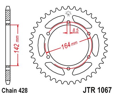 JT Sprockets Rear Steel Sprocket 52 Tooth 52T 428 Chain JTR1067.52