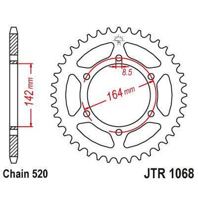 JT Sprockets Rear Steel Sprocket 46 Tooth 46T 520 Chain JTR1068.46