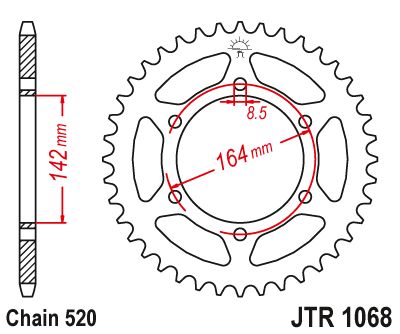 JT Sprockets Rear Steel Sprocket 46 Tooth 46T 520 Chain For Hyosung GT250R Sport 2004-2008 JTR1068.46