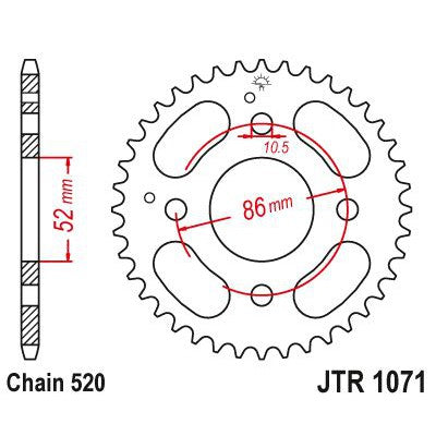JT Sprockets Rear Steel Sprocket 30 Tooth 30T 520 Chain JTR1071.30