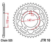 JT Sprockets Front Steel Sprocket 44 Tooth 44T 525 Chain JTR10.44