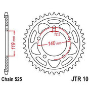 JT Sprockets Front Steel Sprocket 44 Tooth 44T 525 Chain JTR10.44