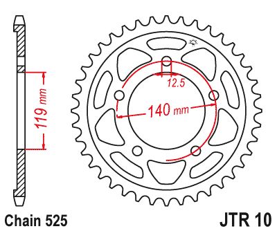 JT Sprockets Front Steel Sprocket 44 Tooth 44T 525 Chain JTR10.44