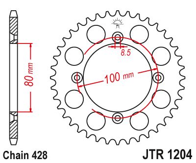 JT Sprockets Rear Steel Sprocket 49 Tooth 49T 428 Chain JTR1204.49