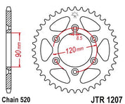 JT Sprockets Rear Steel Sprocket 39 Tooth 39T 520 Chain For Honda TR200 Fat Cat 1986-1987 JTR1207.39