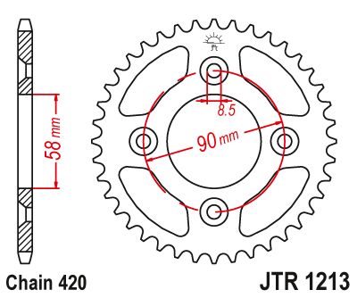 JT Sprockets Rear Steel Sprocket 37 Tooth 37T 420 Chain JTR1213.37