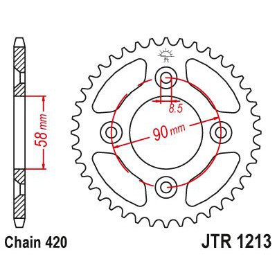 JT Sprockets Rear Steel Sprocket 37 Tooth 37T 420 Chain JTR1213.37
