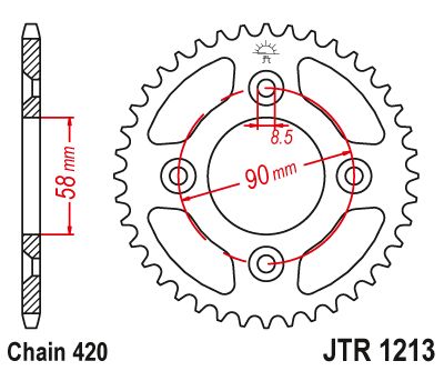 JT Sprockets Rear Steel Sprocket 37 Tooth 37T 420 Chain For Honda CRF50F P 2023 JTR1213.37