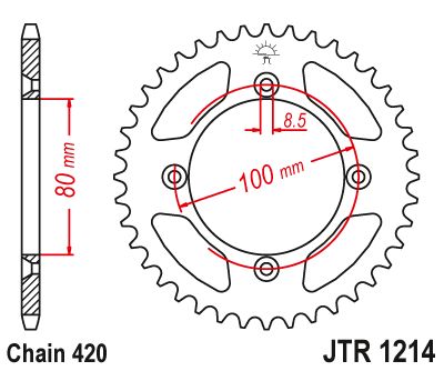 JT Sprockets Rear Steel Sprocket 38 Tooth 38T 420 Chain JTR1214.38