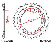 JT Sprockets Rear Steel Sprocket 36 Tooth 36T 520 Chain JTR1220.36