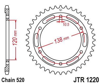 JT Sprockets Rear Steel Sprocket 36 Tooth 36T 520 Chain JTR1220.36