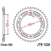 JT Sprockets Rear Steel Sprocket 36 Tooth 36T 520 Chain For Honda CBR300R 2014-2022 JTR1220.36