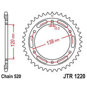 JT Sprockets Rear Steel Sprocket 38 Tooth 38T 520 Chain JTR1220.38