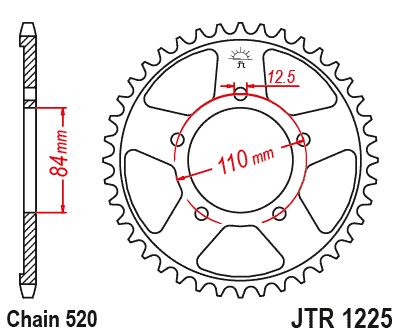 JT Sprockets Rear Steel Sprocket 36 Tooth 36T 520 Chain JTR1225.36