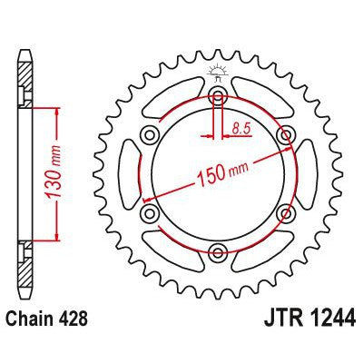 JT Sprockets Rear Steel Sprocket 54 Tooth 54T 428 Chain JTR1244.54