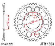 JT Sprockets Rear Steel Sprocket 39 Tooth 39T 520 Chain JTR1303.39