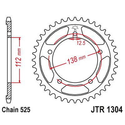 JT Sprockets Rear Steel Sprocket 38 Tooth 38T 525 Chain JTR1304.38