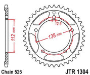 JT Sprockets Rear Steel Sprocket 41 Tooth 41T 525 Chain For Honda Shadow ACE 750 VT750C Black Widow 2000-2003 JTR1304.41