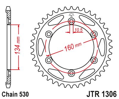 JT Sprockets Rear Steel Sprocket 40 Tooth 40T 530 Chain JTR1306.40