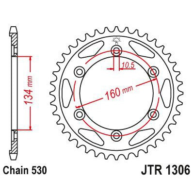 JT Sprockets Rear Steel Sprocket 41 Tooth 41T 530 Chain JTR1306.41