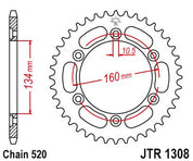 JT Sprockets Rear Steel Sprocket 45 Tooth 45T 520 Chain JTR1308.45