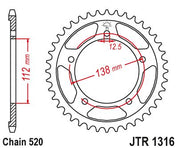 JT Sprockets Rear Steel Sprocket 39 Tooth 39T 520 Chain JTR1316.39