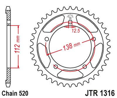 JT Sprockets Rear Steel Sprocket 39 Tooth 39T 520 Chain JTR1316.39