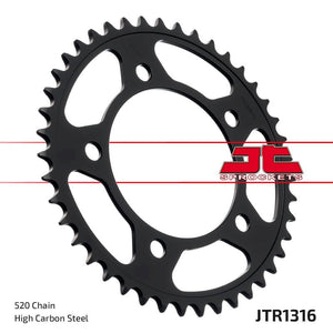 JT Sprockets Rear Steel Sprocket 39 Tooth 39T 520 Chain For Honda NC750X DCT D-E,F,G,H,J,K,L Integra 2014-20 JTR1316.39