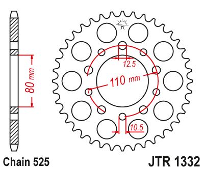 JT Sprockets Rear Steel Sprocket 46 Tooth 46T 525 Chain For Honda XRV750 Africa Twin 1990-1992 JTR1332.46