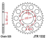 JT Sprockets Rear Steel Sprocket 44 Tooth 44T 525 Chain For Honda Shadow VLX 600 VT600C C-J Chopper 1988 JTR1332.44
