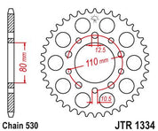 JT Sprockets Rear Steel Sprocket 42 Tooth 42T 530 Chain For Honda CBR1000F 1989-1995 JTR1334.42
