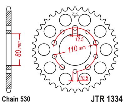 JT Sprockets Rear Steel Sprocket 42 Tooth 42T 530 Chain For Honda CBR1000F 1989-1995 JTR1334.42